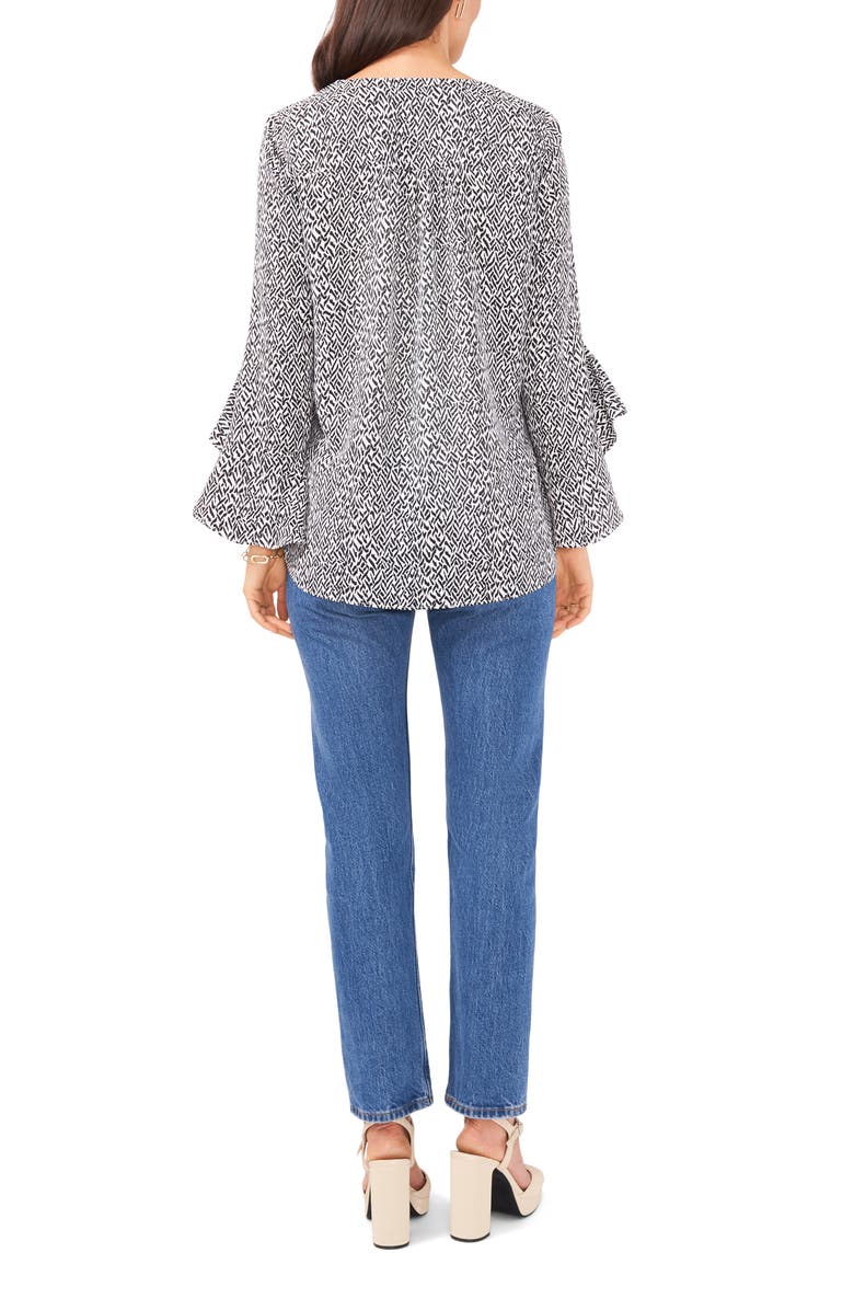 Vince Camuto Print Ruffle Sleeve Popover Blouse, Alternate, color,