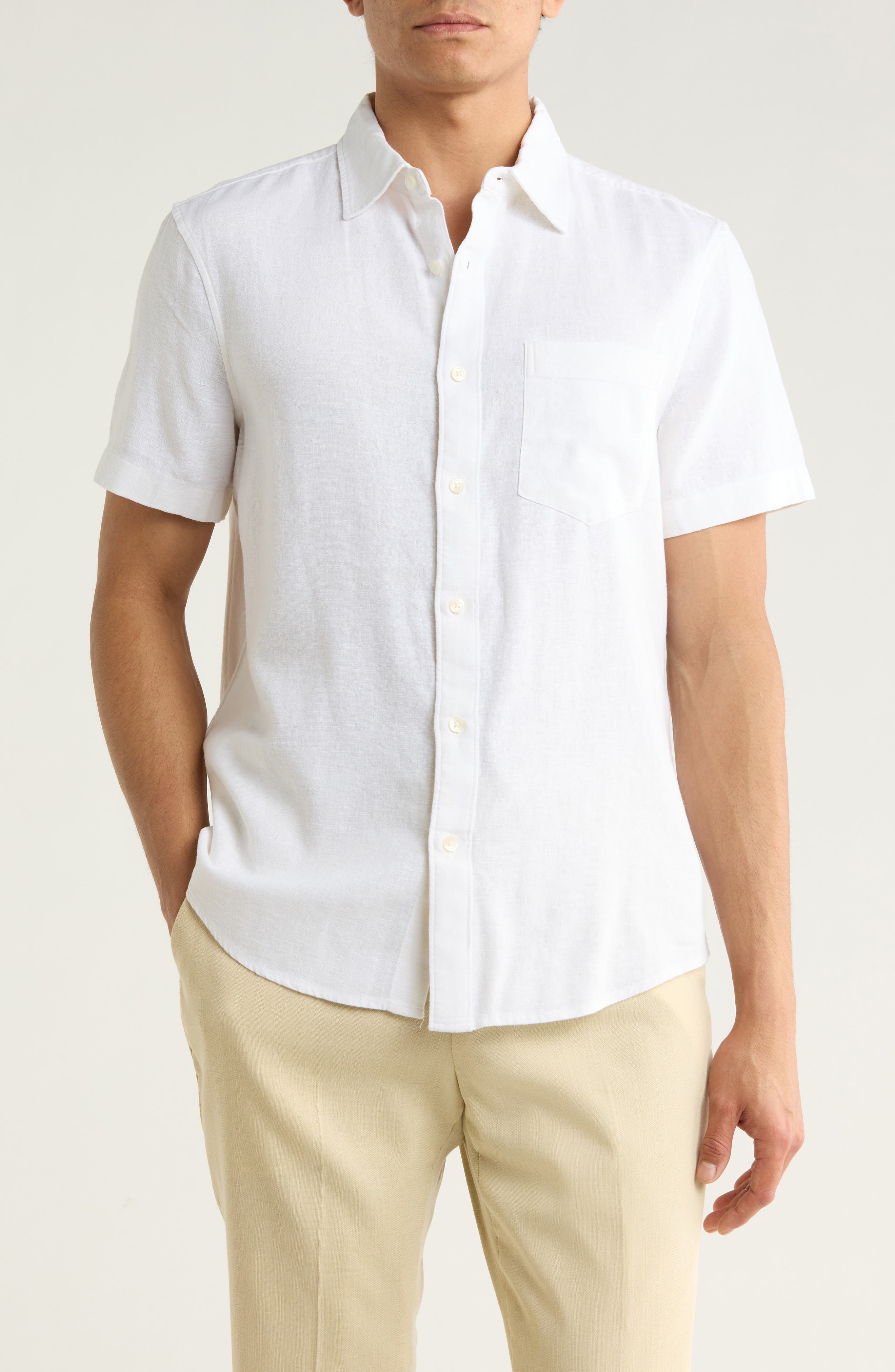 Nordstrom Short Sleeve Linen Blend Button-Up Shirt