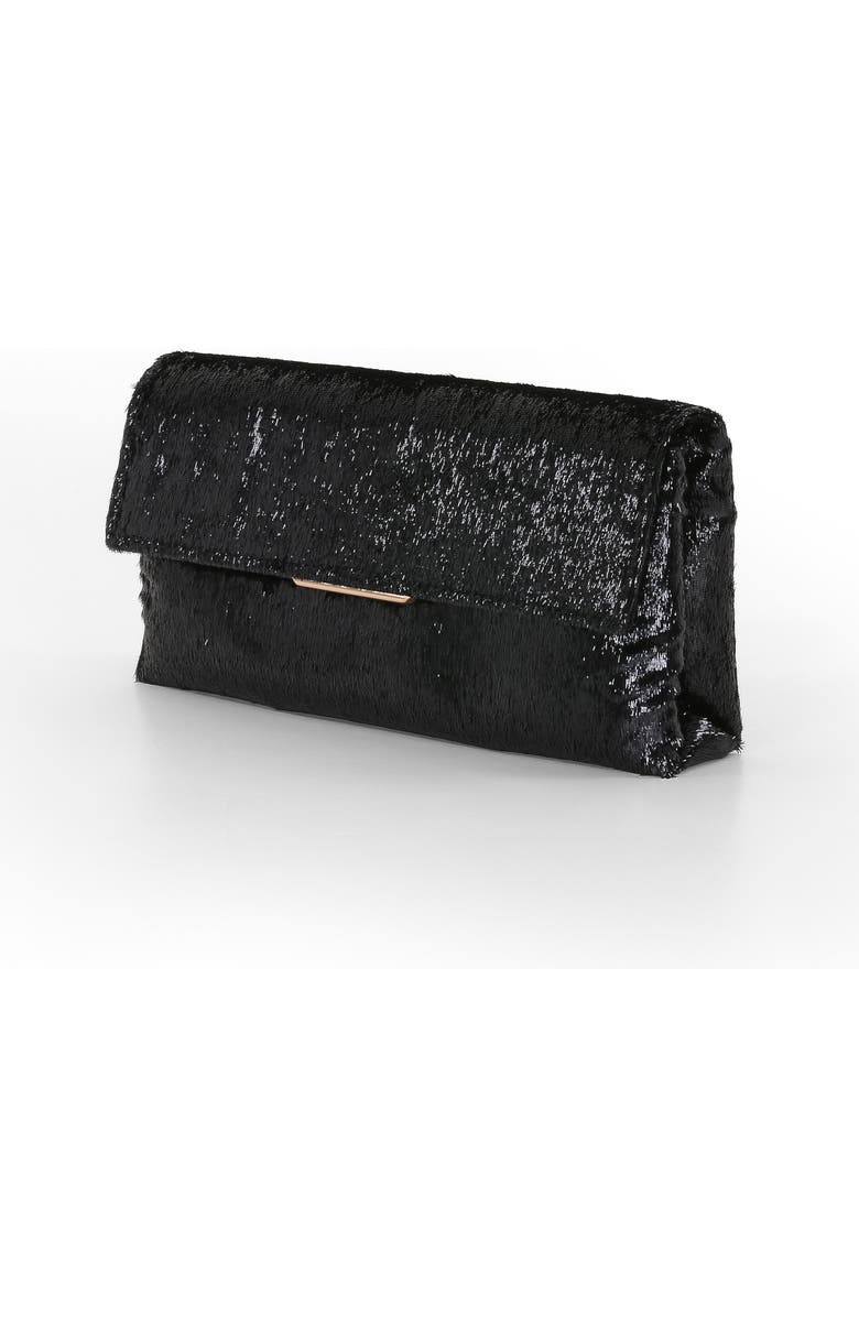 Jewel Badgley Mischka Angel Soft Faux Pony Hair Envelope Clutch, Alternate, color, Black