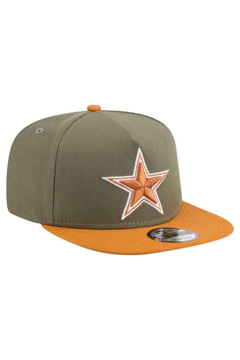 Men's New Era Olive/Brown Dallas Cowboys Two-Tone A-Frame 9FIFTY Snapback Hat, Alternate, color, Olive
