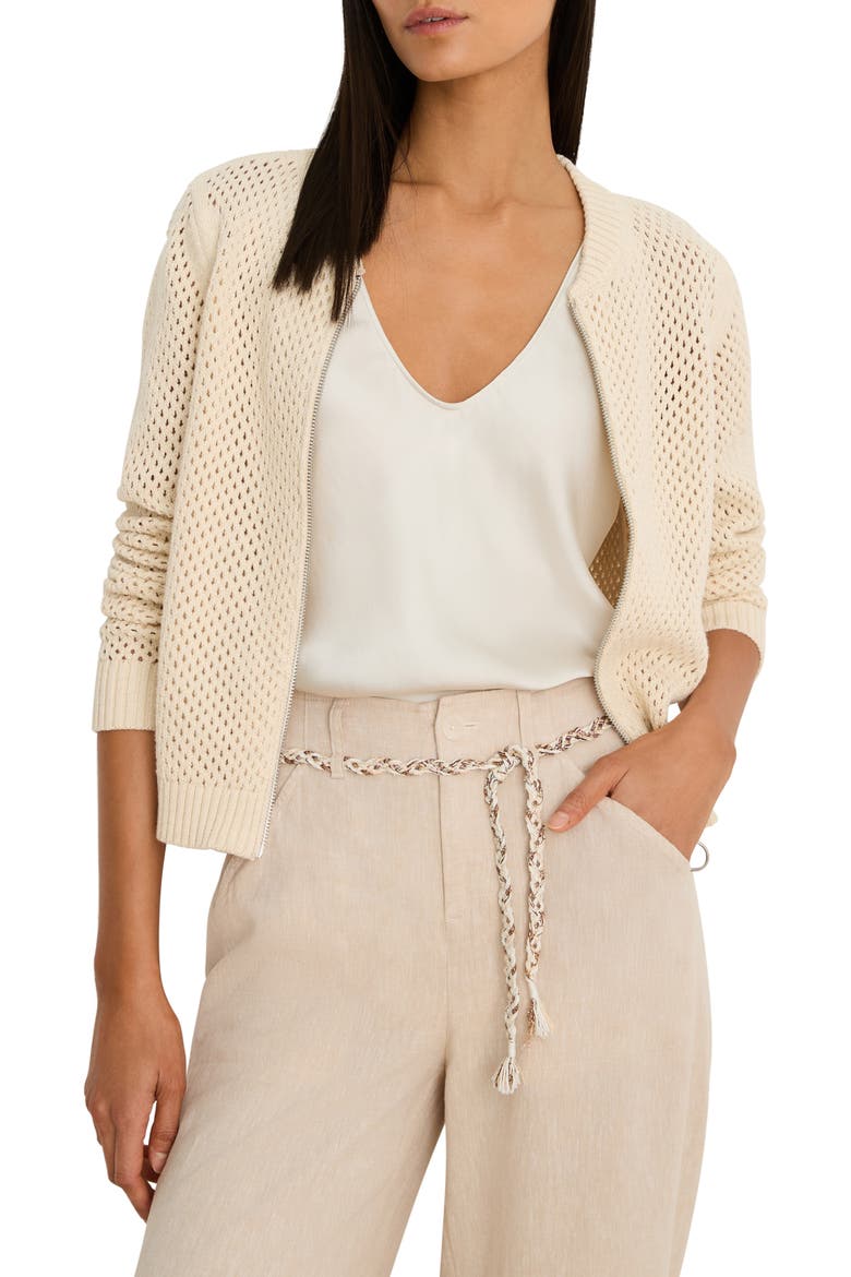 Zip Front Knit Cardigan, Main, color, CLASSIC CREAM