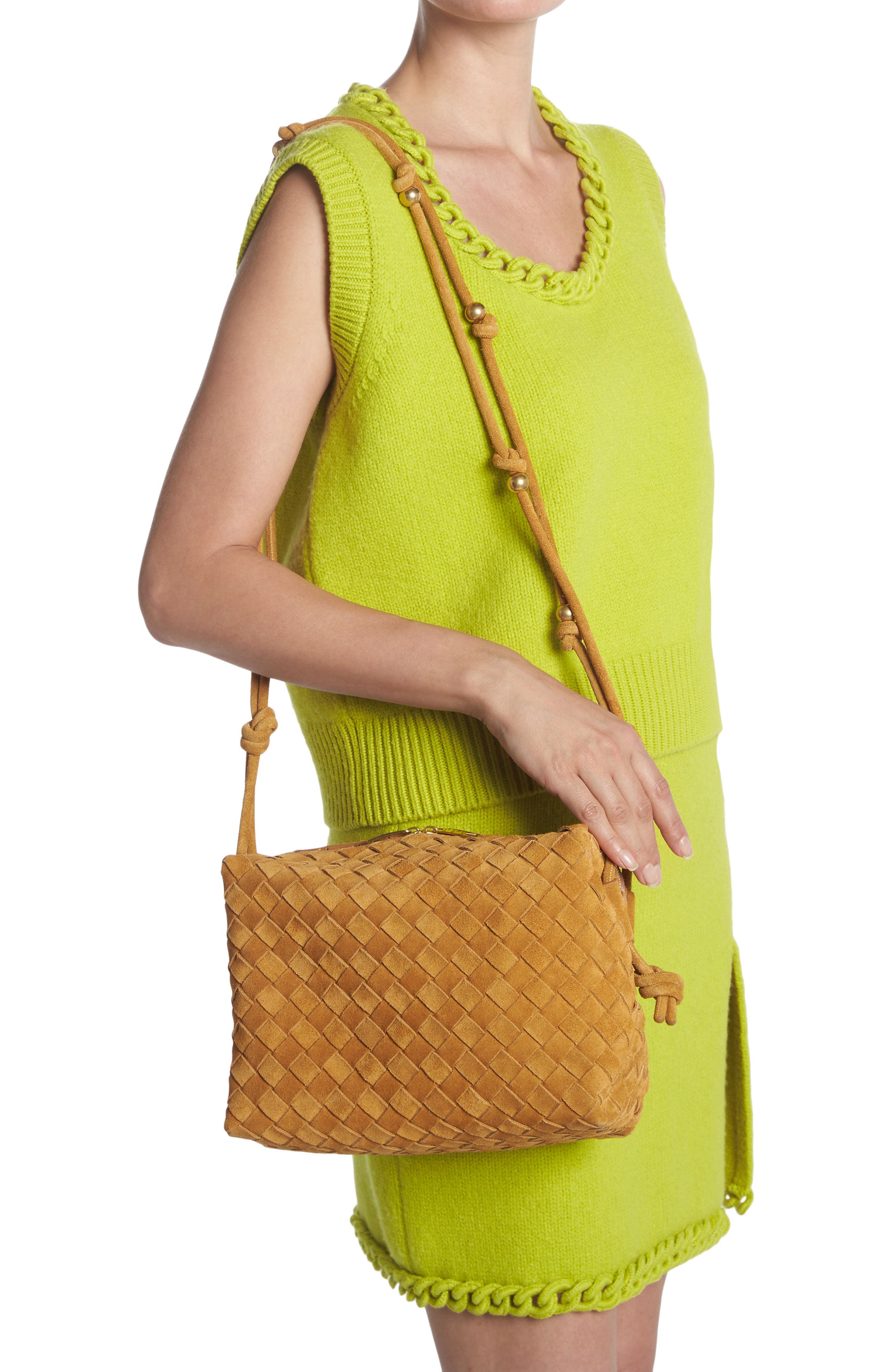 Bottega Veneta Medium Intrecciato Suede Shoulder Bag, Alternate, color, 