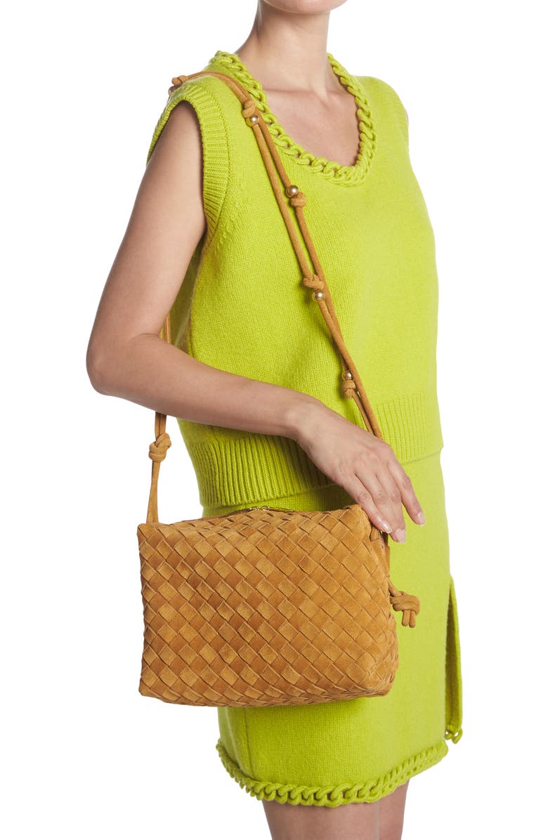 Bottega Veneta Medium Intrecciato Suede Shoulder Bag, Alternate, color,