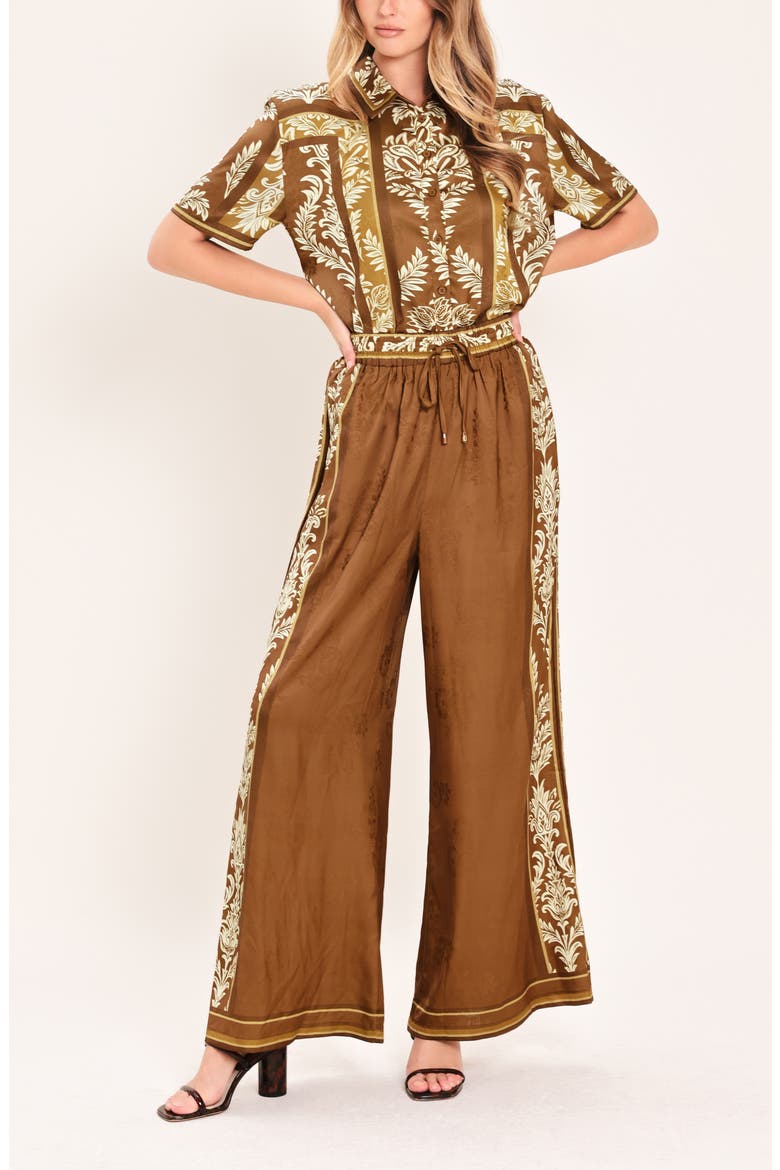 Wide Leg Print Pants, Alternate, color, CAMEL