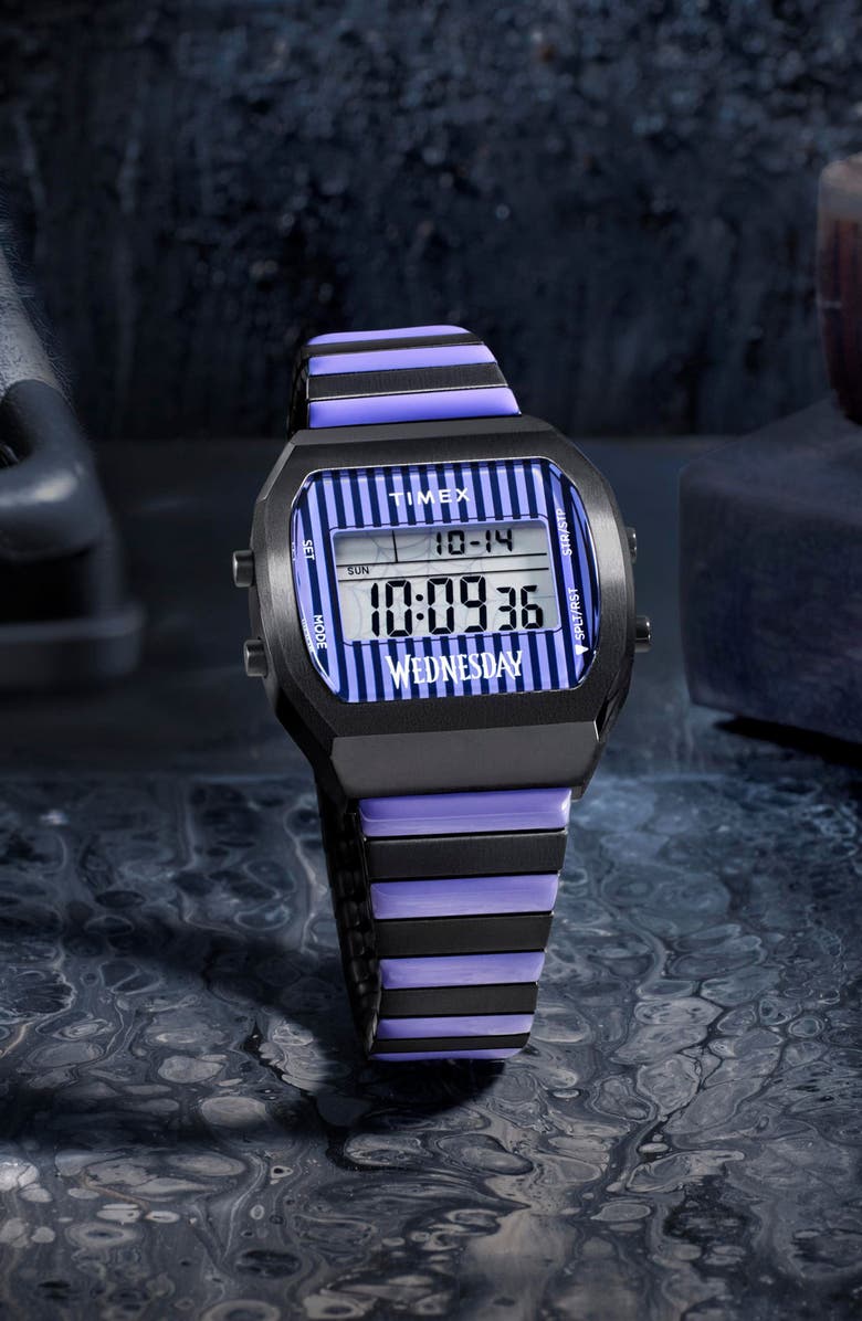 Timex<sup>®</sup> x Wednesday T80 Bracelet Watch, 36mm, Alternate, color, Black