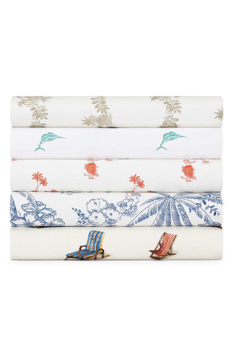Tommy Bahama Print 200 Thread Count Sheet Set, Alternate, color, Dark Blue