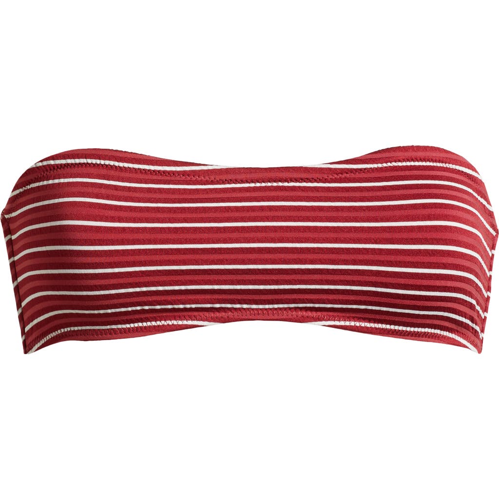 Pacsun Emily Stripe Bandeau Bikini Top In Red White Striped