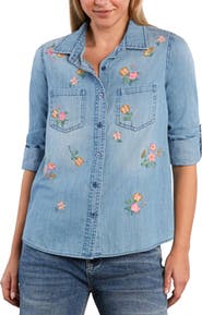 Billy T Sunset Floral Embroidered Shirt