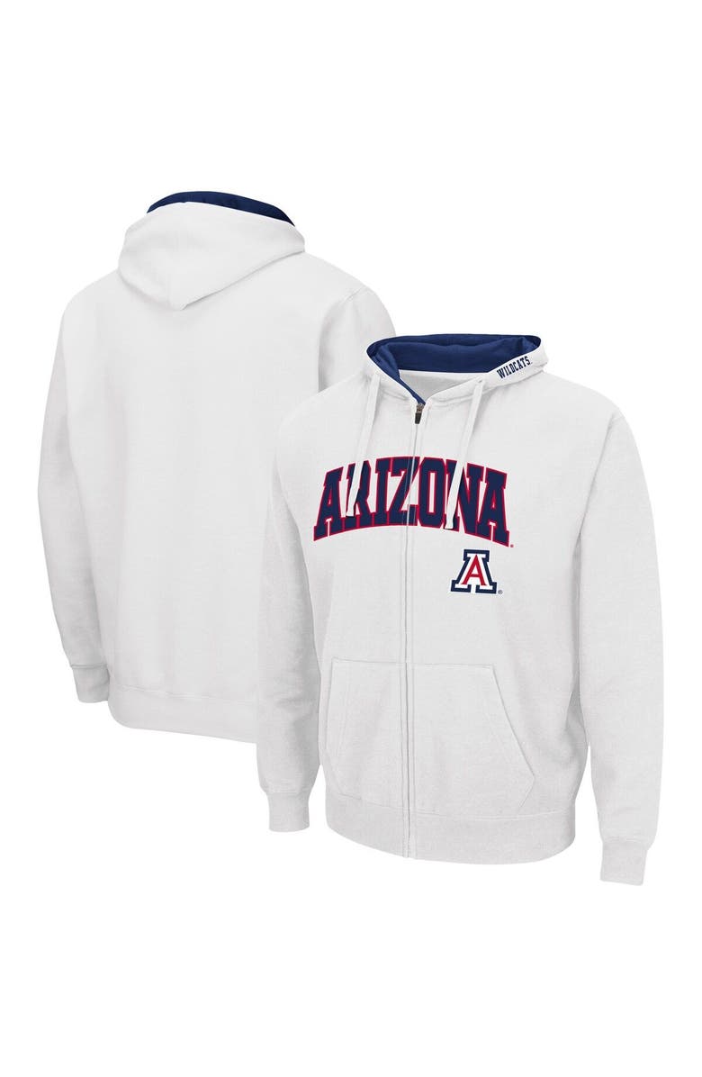 COLOSSEUM Men's Colosseum White Arizona Wildcats Arch & Logo 3.0 Full-Zip Hoodie, Main, color, White
