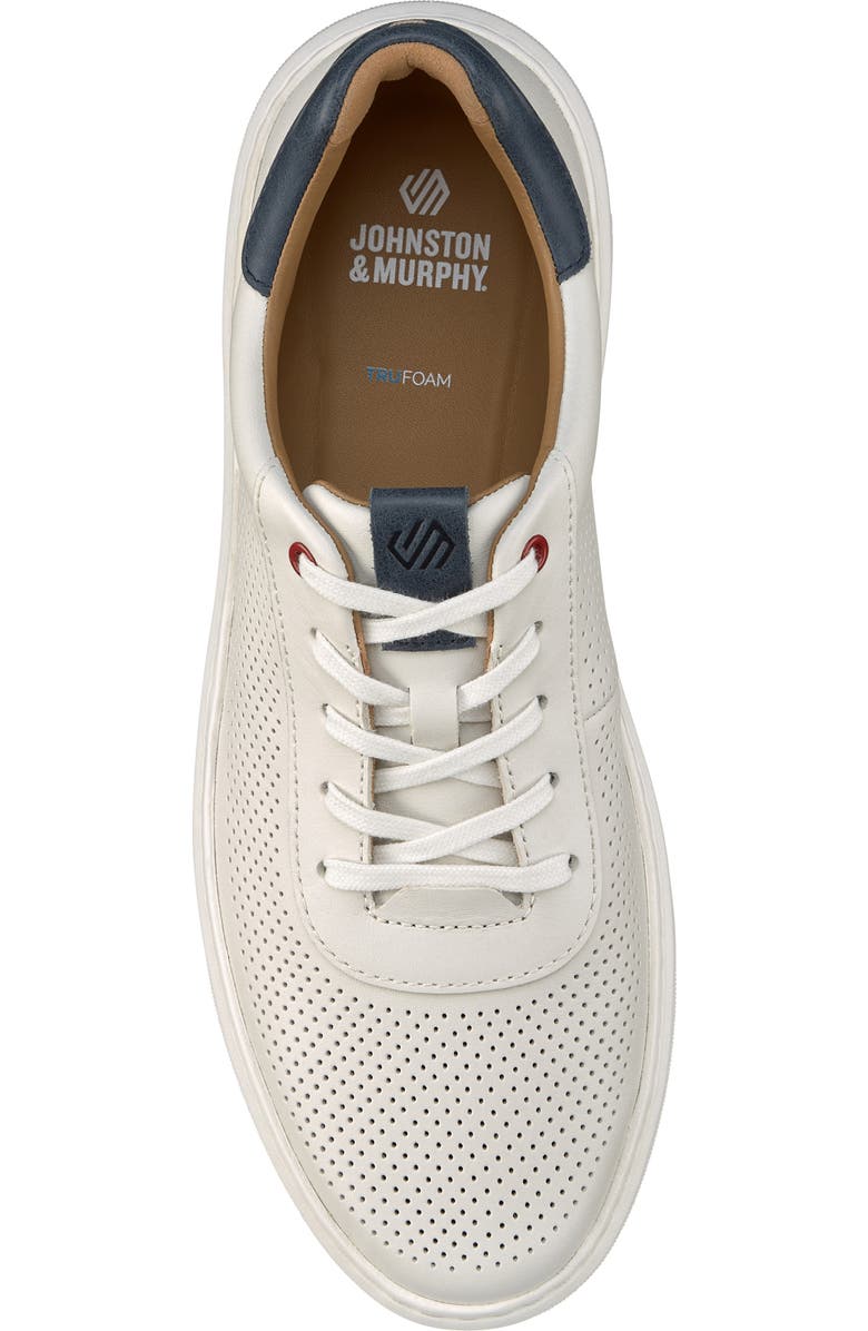 Johnston & Murphy Anders Perforated Sneaker, Alternate, color, White Full Grain