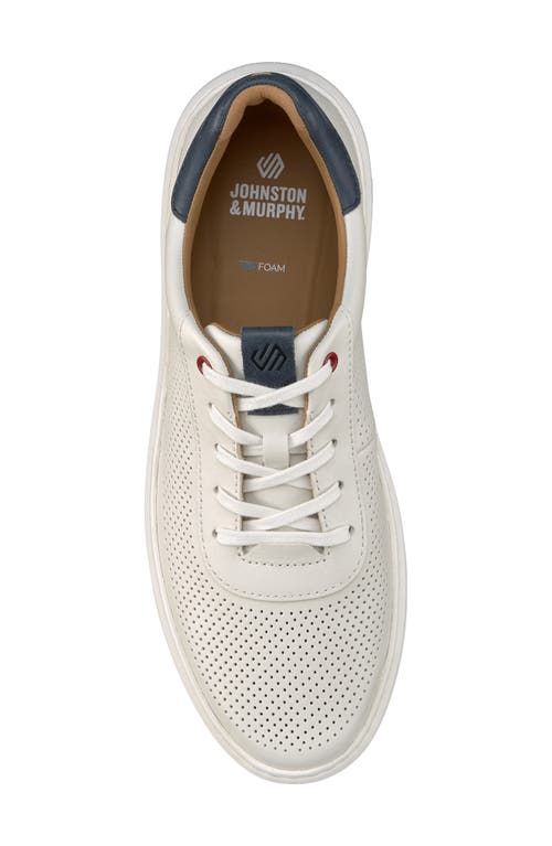 Johnston & Murphy Men's Anders Perforated U-throat Sneaker In White Full Grain