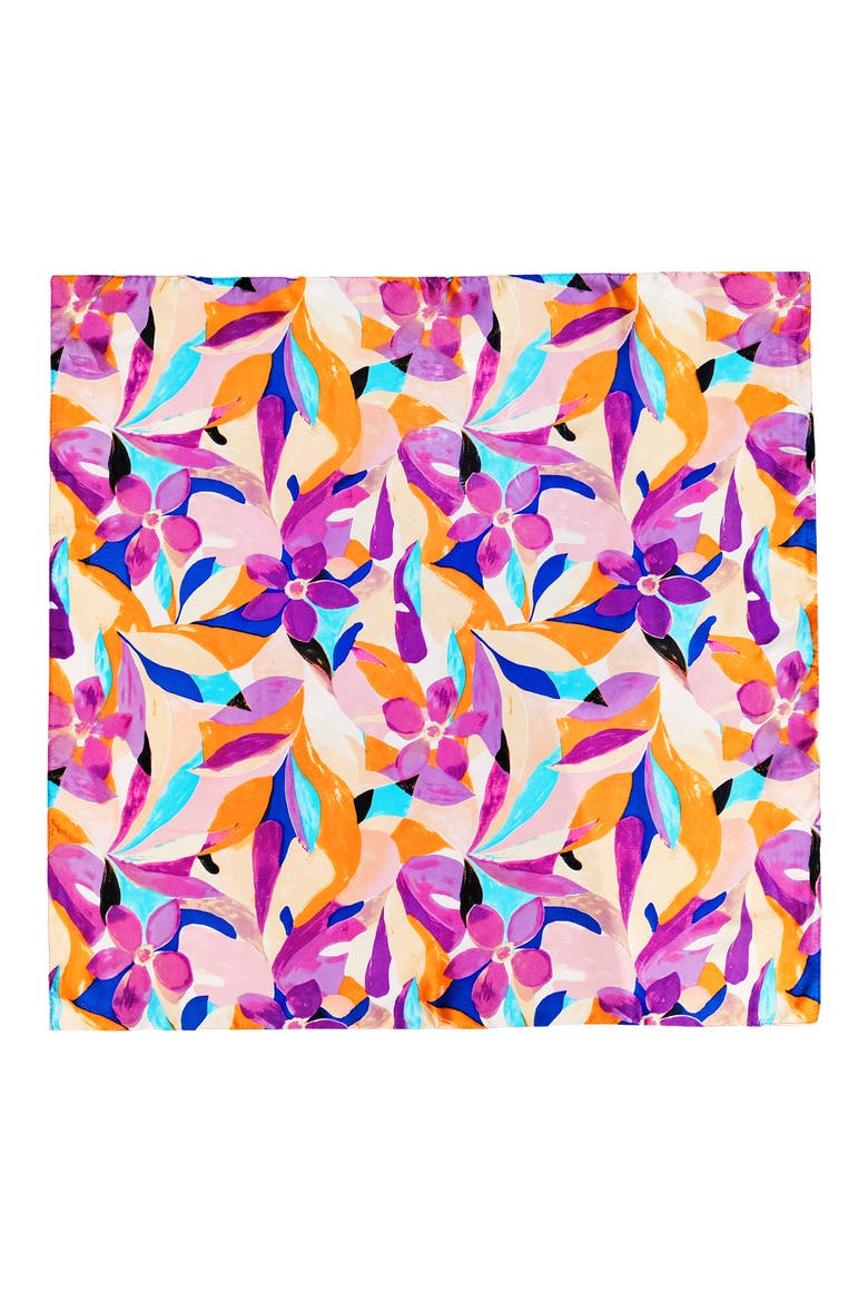 Abstract Floral Satin Scarf, Main, color, PURPLE MULTI