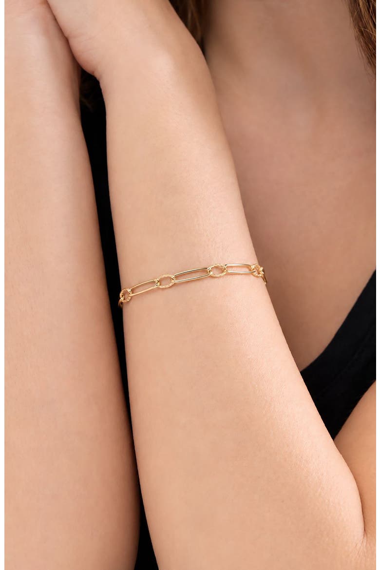 14k Gold Link Bracelet, Alternate, color, 14KY