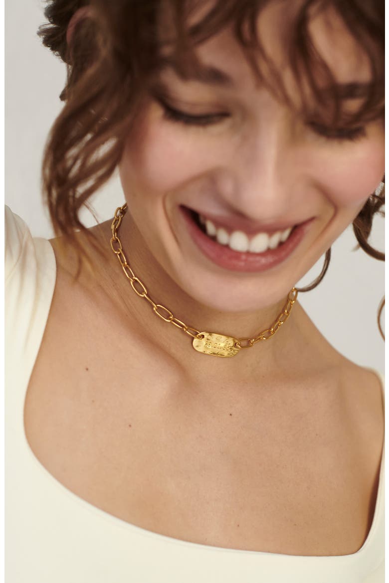 18K Gold Oval ID Necklace, Alternate, color, YELLOW GOLD
