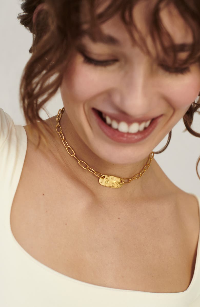 Monica Vinader 18K Gold Oval ID Necklace, Alternate, color, Yellow Gold