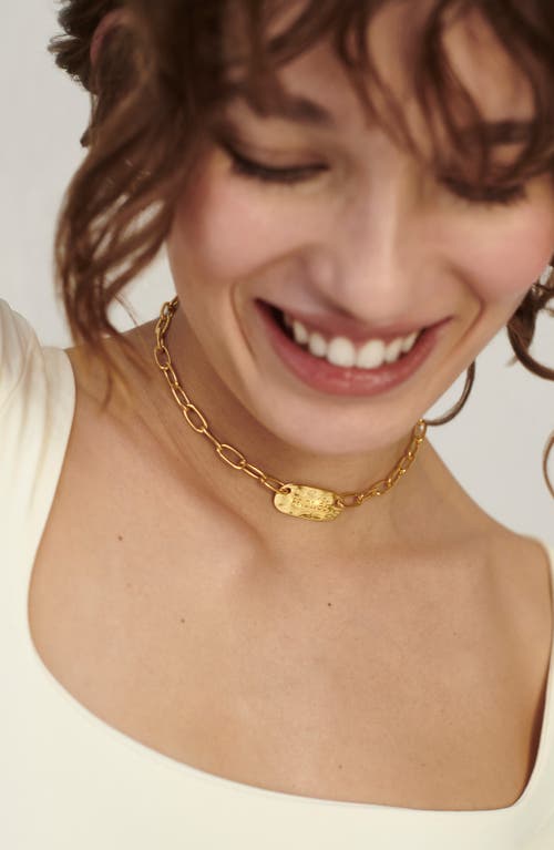 Monica Vinader 18k Gold Oval Id Necklace In Gold