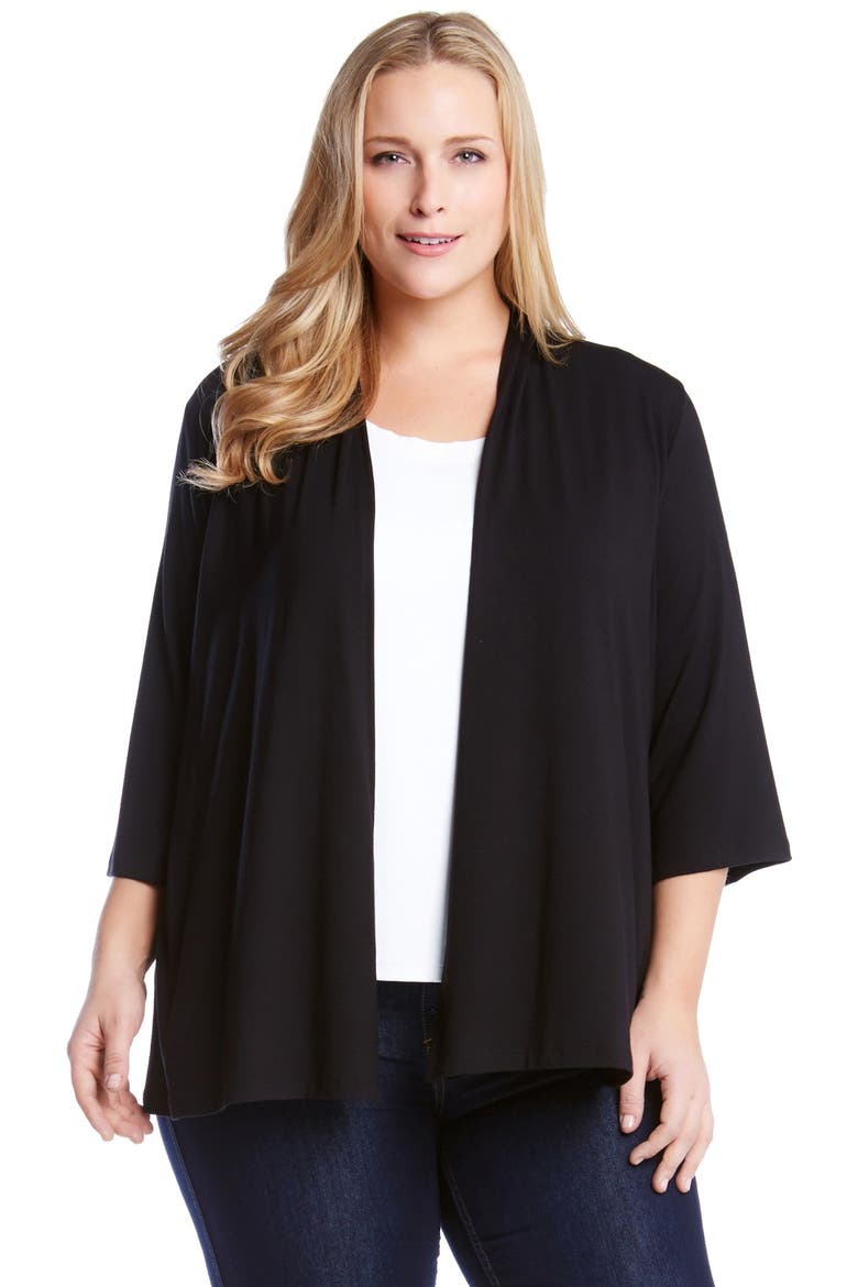 Molly Open Front Jersey Cardigan, Alternate, color, BLACK