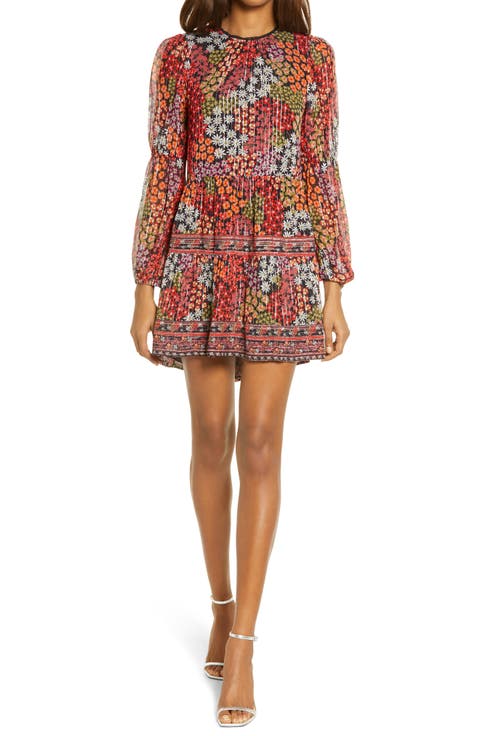 Talley Floral Print Long Sleeve Minidress