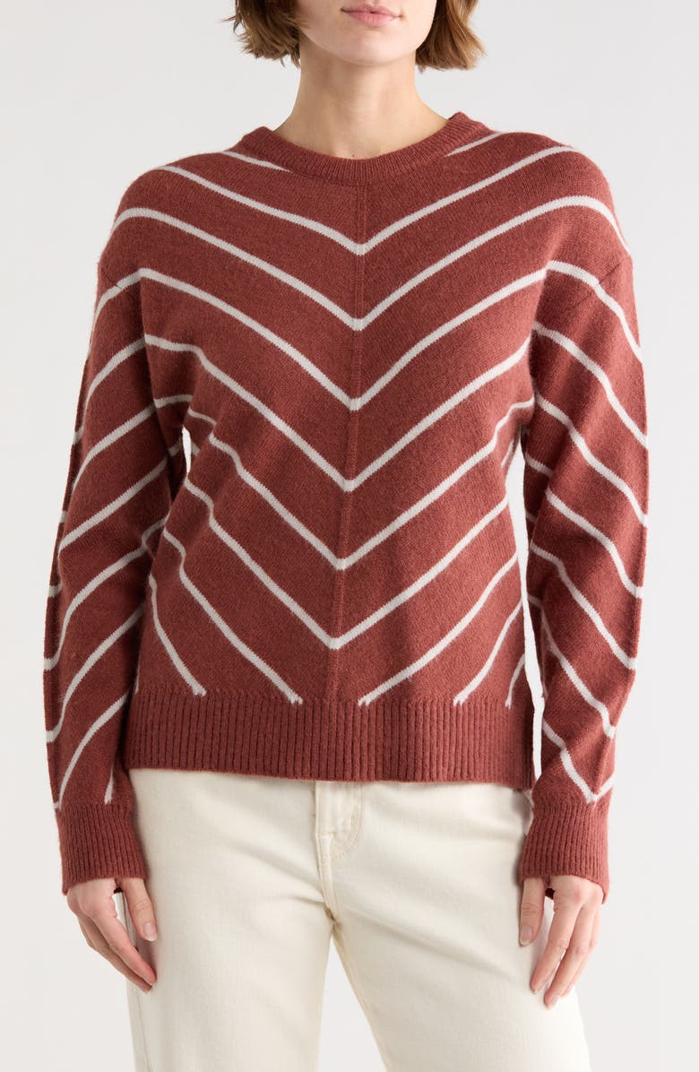 WISHLIST Chevron Knit Pullover Sweater, Main, color, Brick/ Grey