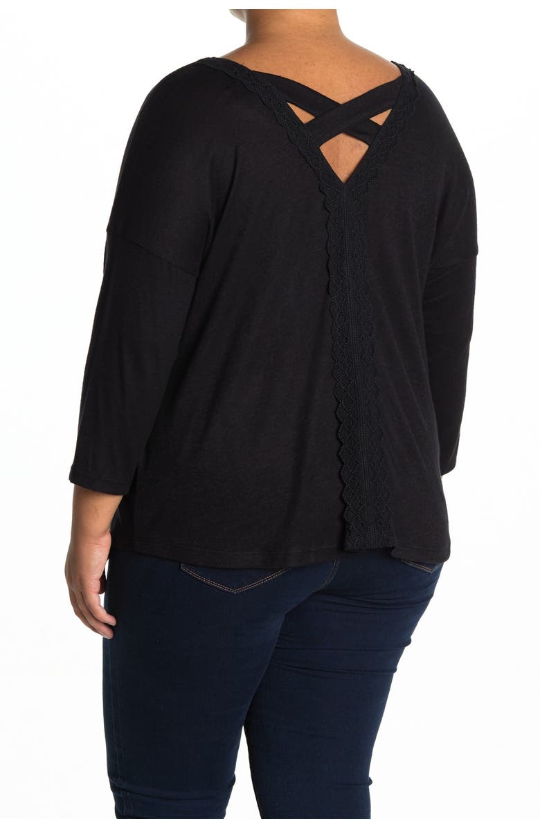 Bobeau 3/4 Length Sleeve Cross Back Top, Alternate, color,