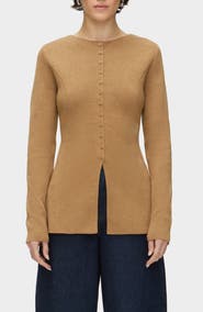 ALIGNE Daphne Split Hem Organic Cotton & Wool Blend Cardigan