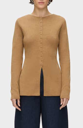 ALIGNE Daphne Split Hem Organic Cotton & Wool Blend Cardigan