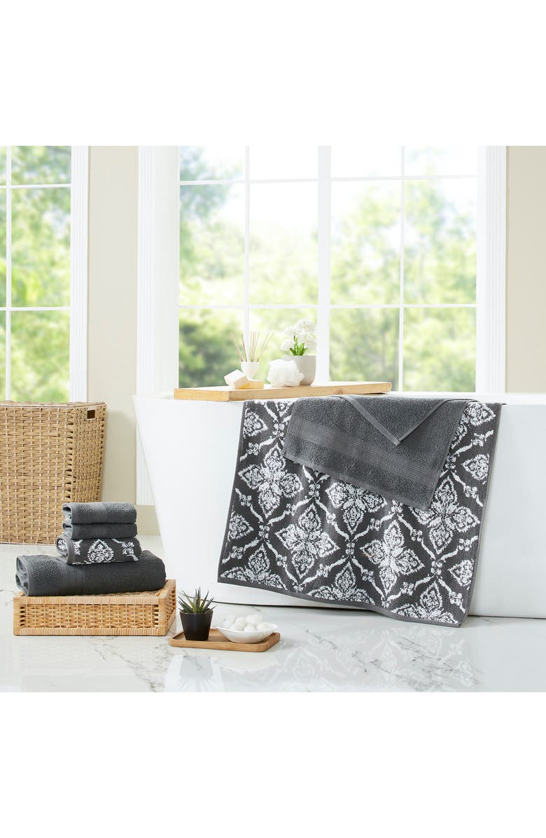 Modern Threads 6 Piece Yarn Dye Towel Set, Alternate, color, Coal