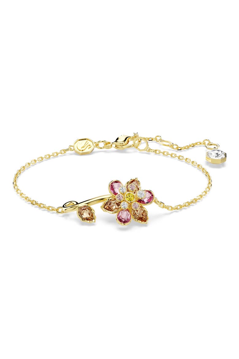 Idyllia Crystal Flower Bracelet, Main, color, GOLD/ MULTI