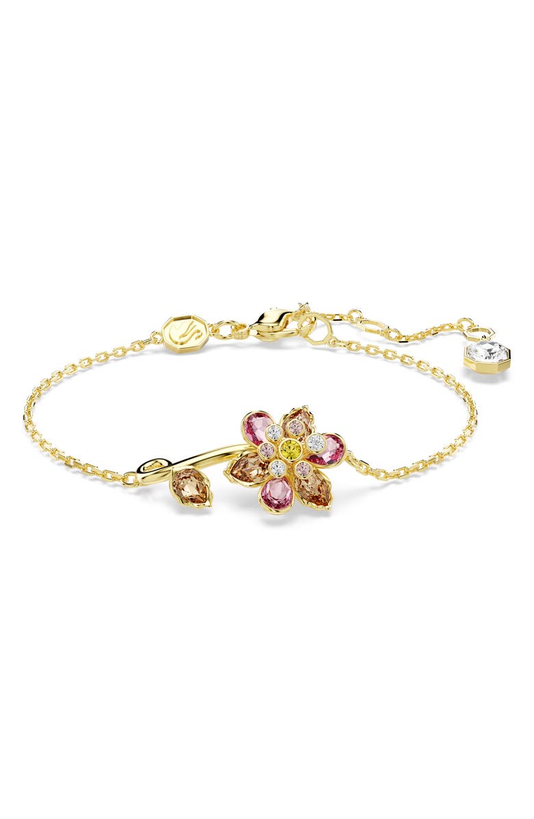 Swarovski Idyllia Crystal Flower Bracelet, Main, color, Gold/ Multi