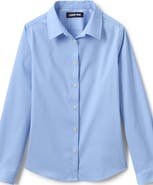 Lands' End School Uniform Girls No Gape Long Sleeve Stretch Shirt