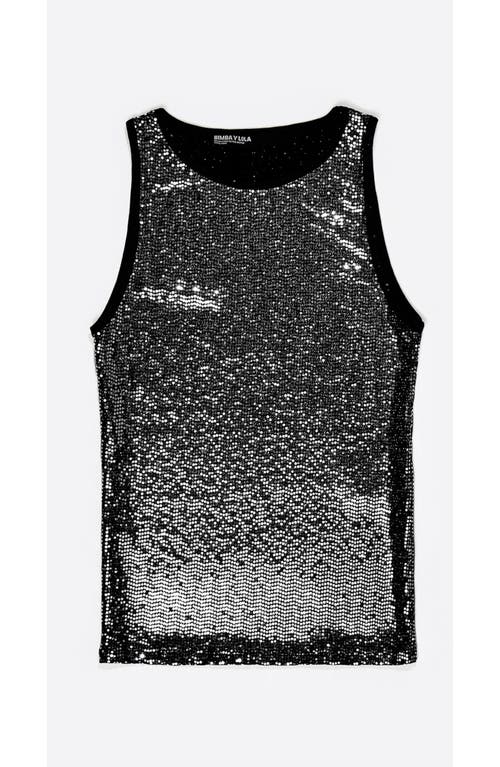 Bimba Y Lola Sequin Sleeveless Top In Gray