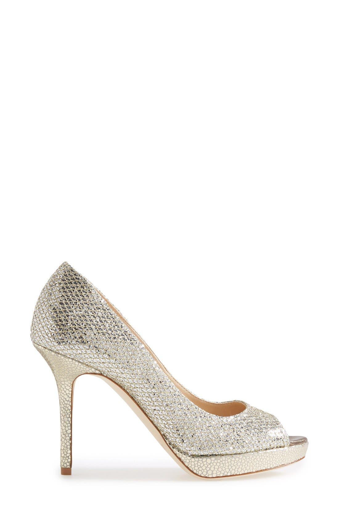 Luna Peep Toe Pump, Alternate, color, CHAMPAGNE GLITTER FABRIC