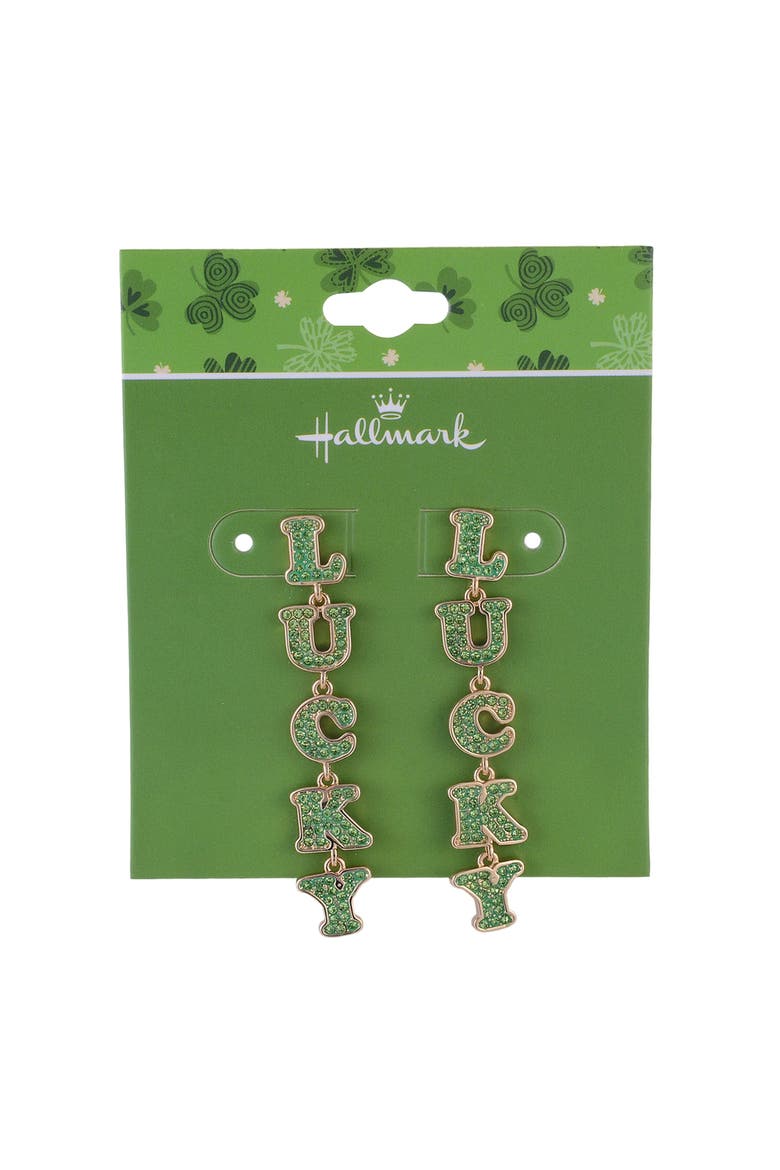 Lucky Linear Earrings, Alternate, color, Green