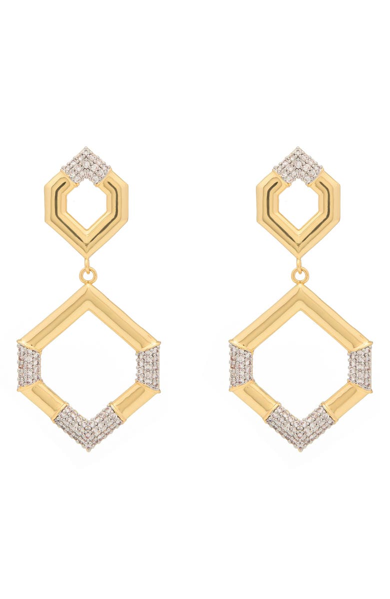 st. Moran Hexagon Double Drop Earrings, Main, color, Gold