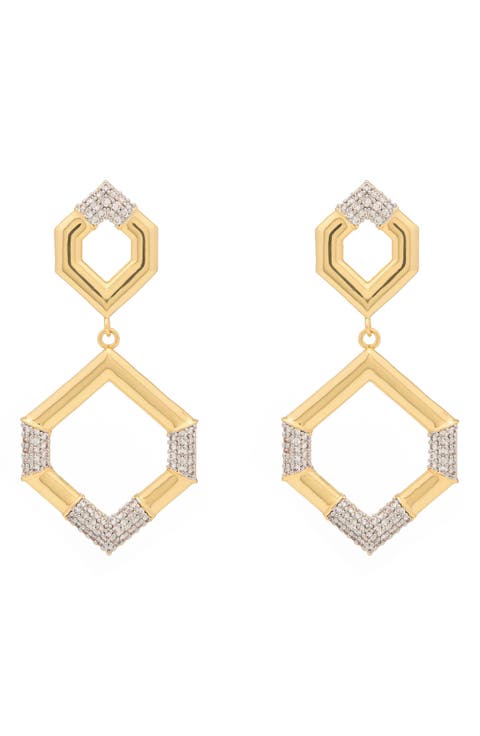 Hexagon Double Drop Earrings