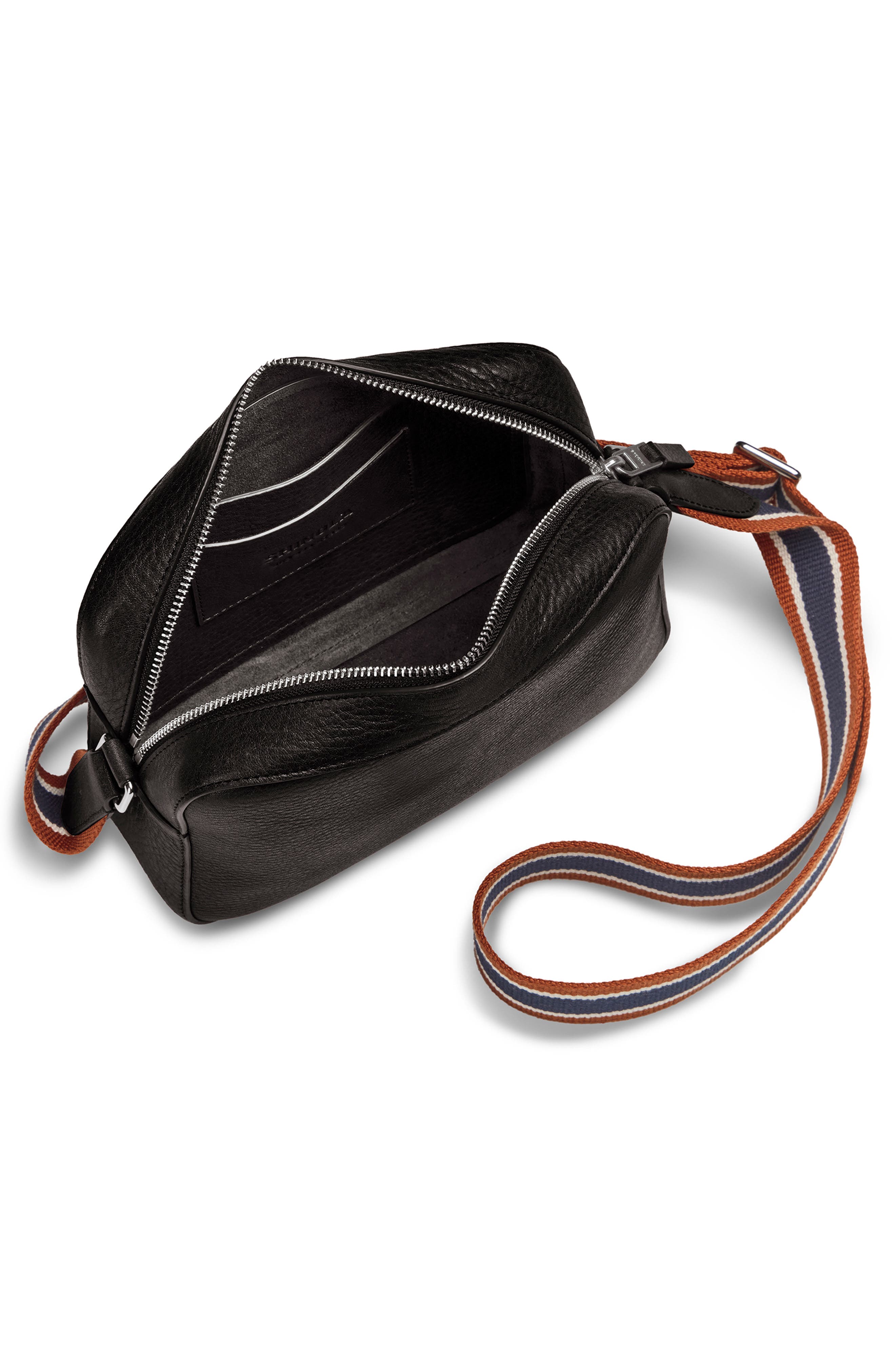 Shinola Leather Camera Crossbody Bag, Alternate, color, Black