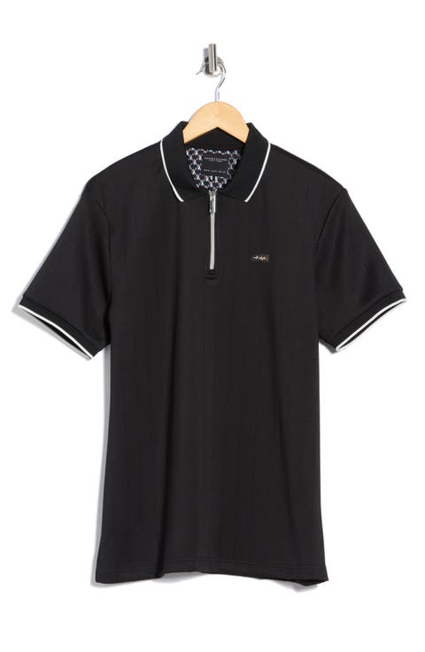 Vertical Stripe Textured Polo
