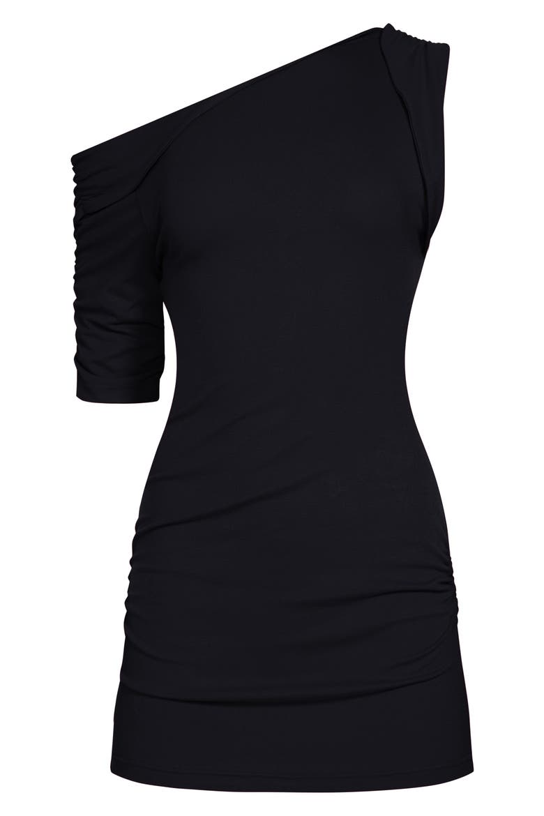 Rebels One-Shoulder Jersey Minidress, Alternate, color, ONYX