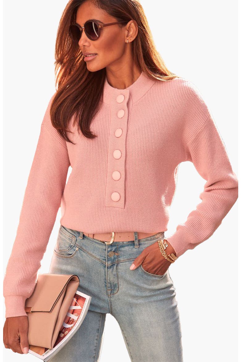 Ribbed Button Up Sweater, Main, color, Mauve