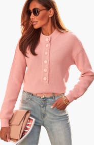 LASCANA Ribbed Button Up Sweater