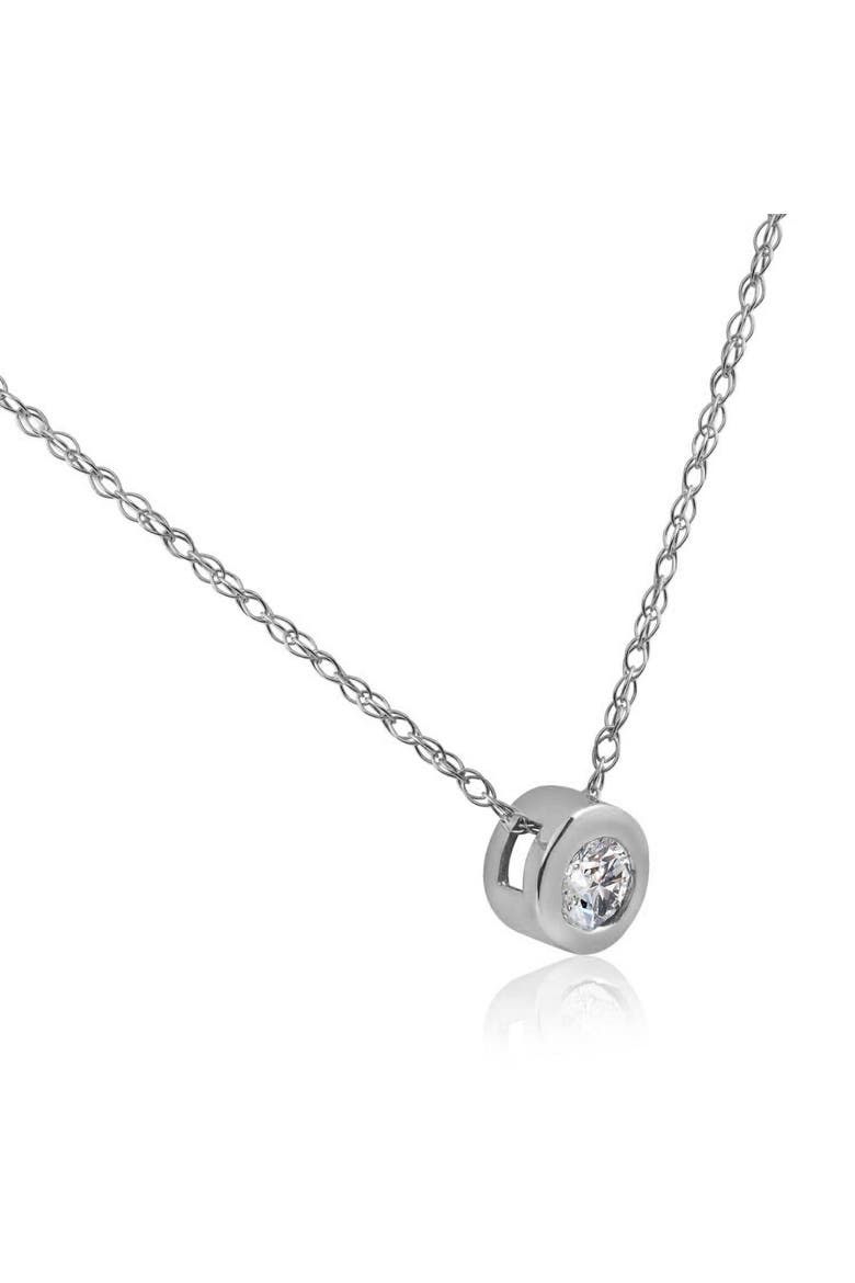 1/4Ct Natural Diamond Bezel Solitaire Pendant 14k Gold 18" Necklace, Alternate, color, 14k White Gold