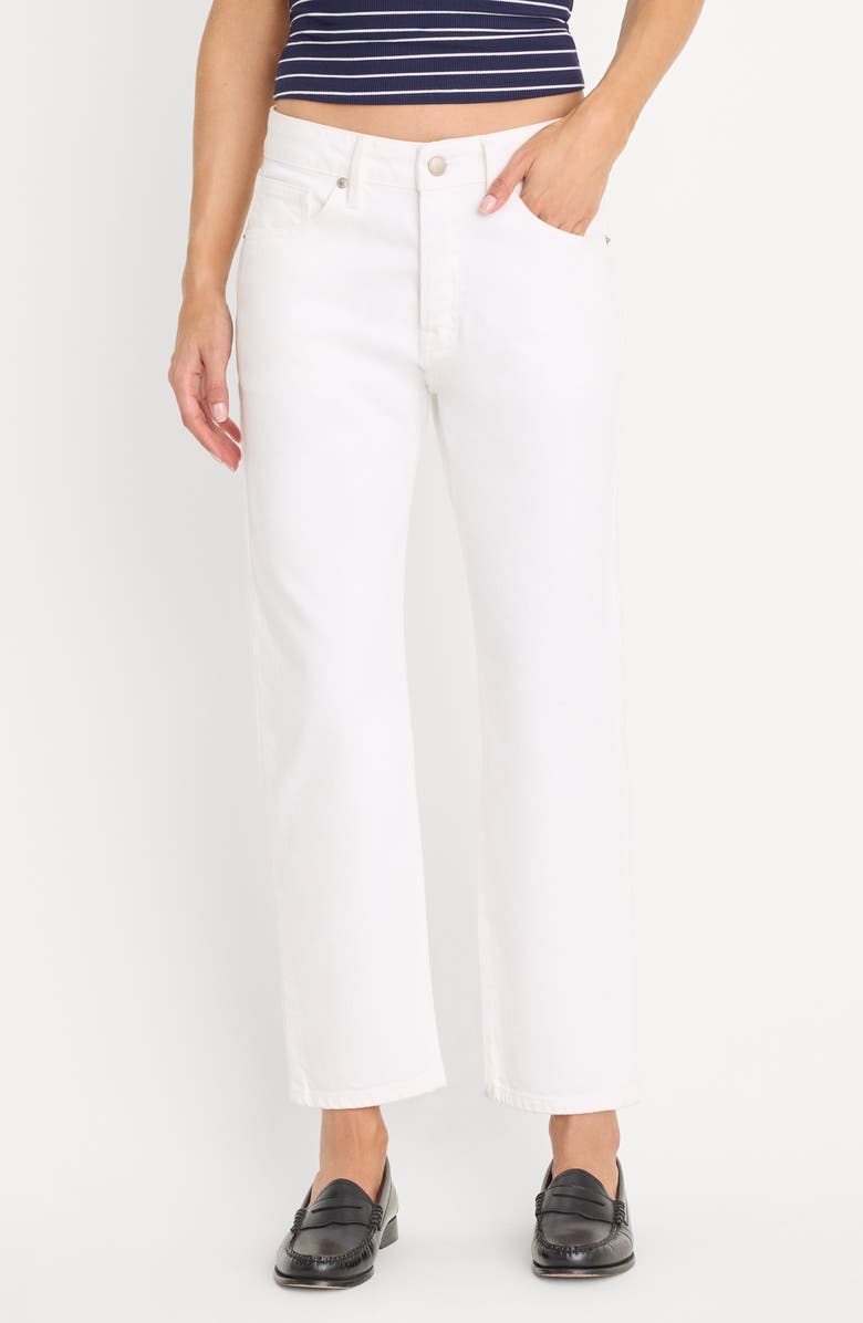 Good American Mid Rise Ankle Straight Leg Jeans, Alternate, color, White001