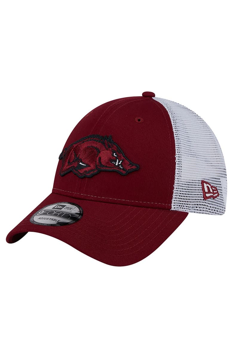 New Era Men's New Era Cardinal Arkansas Razorbacks Trucker 9FORTY Adjustable Hat, Main, color, 