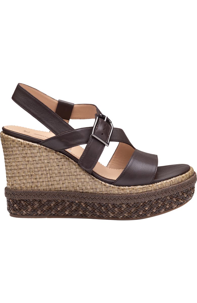 Johnston & Murphy Addison Asymmetric Slingback Platform Wedge Sandal, Alternate, color, Dark Brown Nappa Leather