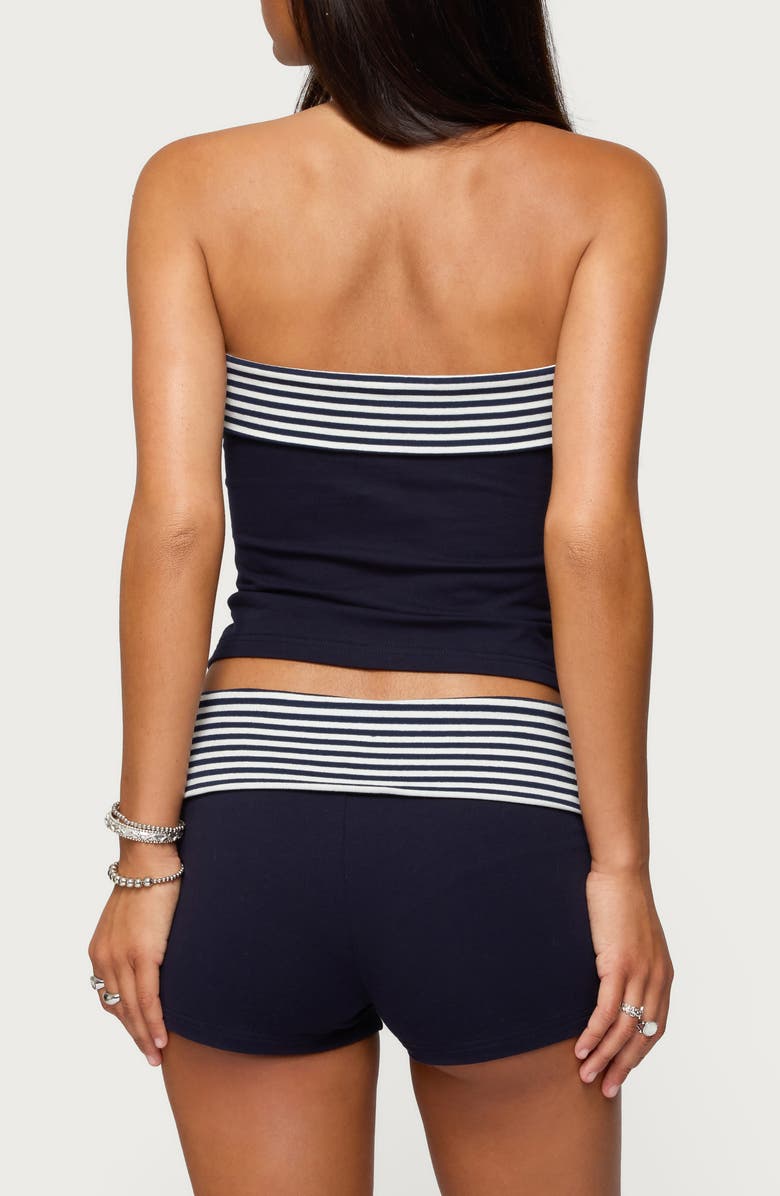 EDIKTED 76 Stripe Foldover Tube Top, Alternate, color, Navy-And-White