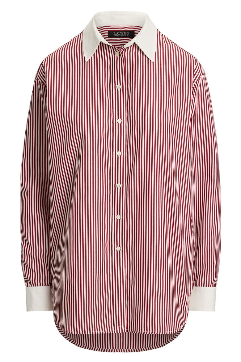 Stripe Cotton Broadcloth Button-Up Shirt, Alternate, color, BURGANDY/ WHITE MULTI