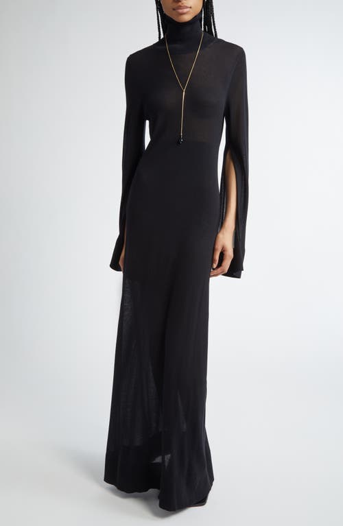 Totême Toteme Slit Long Sleeve Jersey Dress In Black