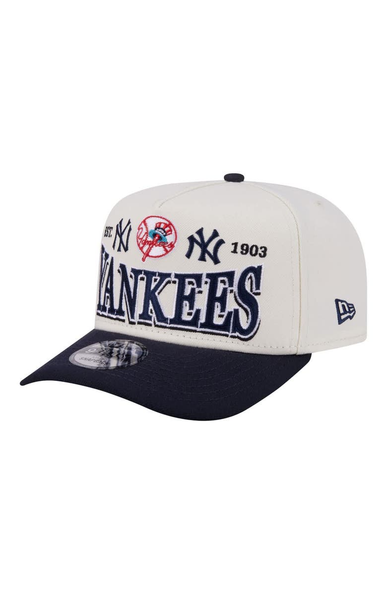 New Era Men's New Era Cream New York Yankees Throwback Tri-Hit A-Frame 9FIFTY Adjustable Hat, Main, color, Cream