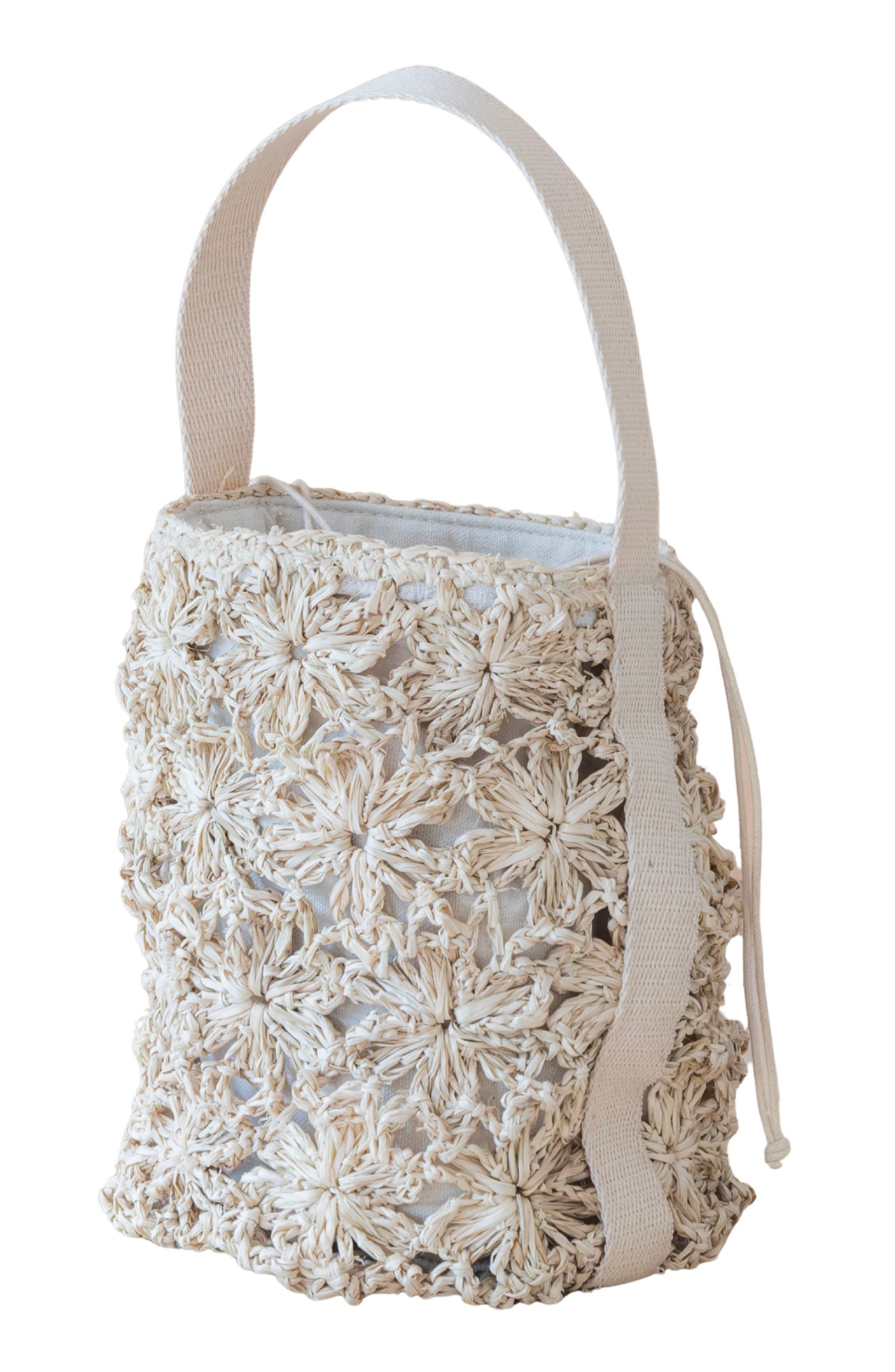 LIKHA Raffia Floral Weave Bucket Bag, Alternate, color, 