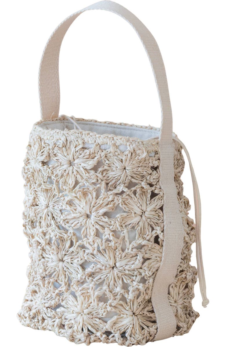 LIKHA Raffia Floral Weave Bucket Bag, Alternate, color,